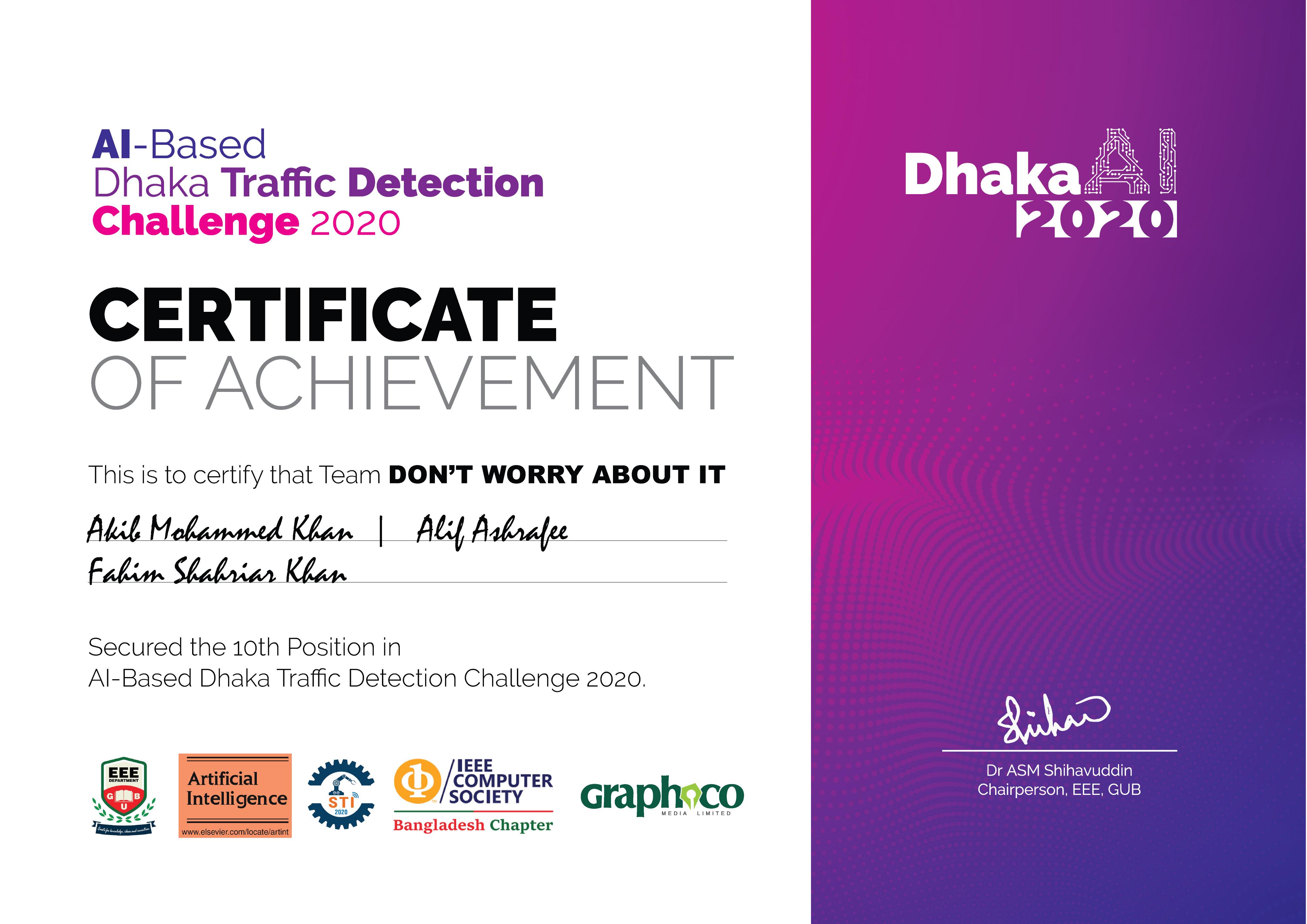 Dhaka Ai Certificate